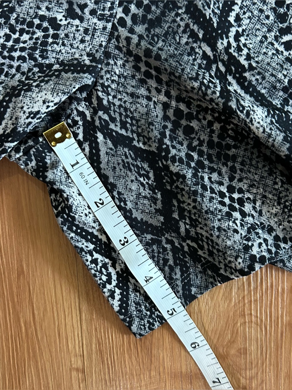 LuLaRoe Snake Print High Waist Paperbag Shorts - Black & Gray - Picture 4 of 7